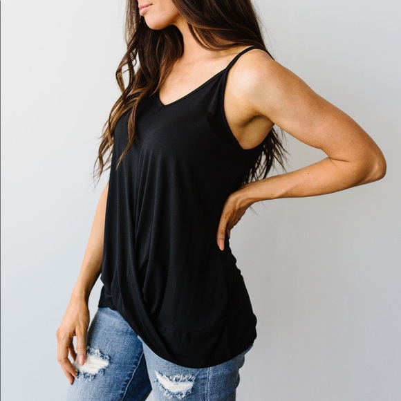 Simply Twisted Tank in Black - Picture 3 of 9